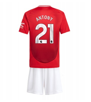 Manchester United Antony #21 Replica Home Stadium Kit for Kids 2024-25 Short Sleeve (+ pants)